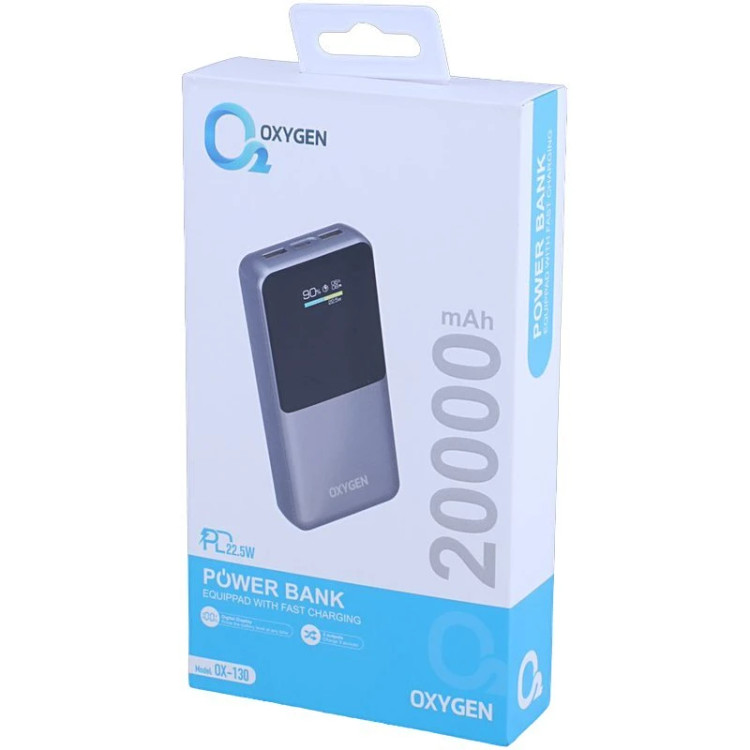 پاور بانک اکسیژن OXYGEN مدل OX-130 ظرفیت 20000 میلیآمپر ساعت