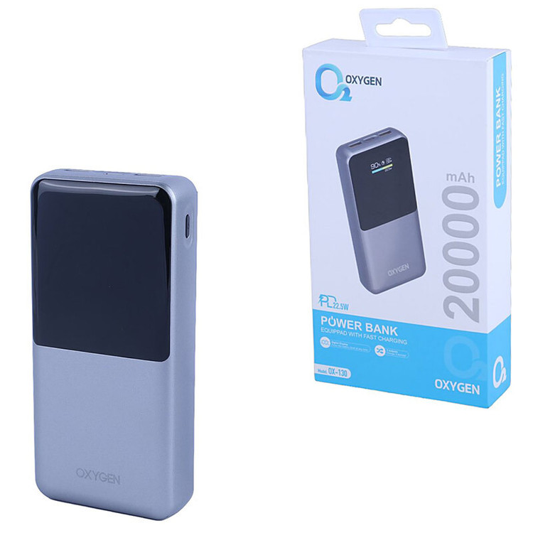 پاور بانک اکسیژن OXYGEN مدل OX-130 ظرفیت 20000 میلیآمپر ساعت